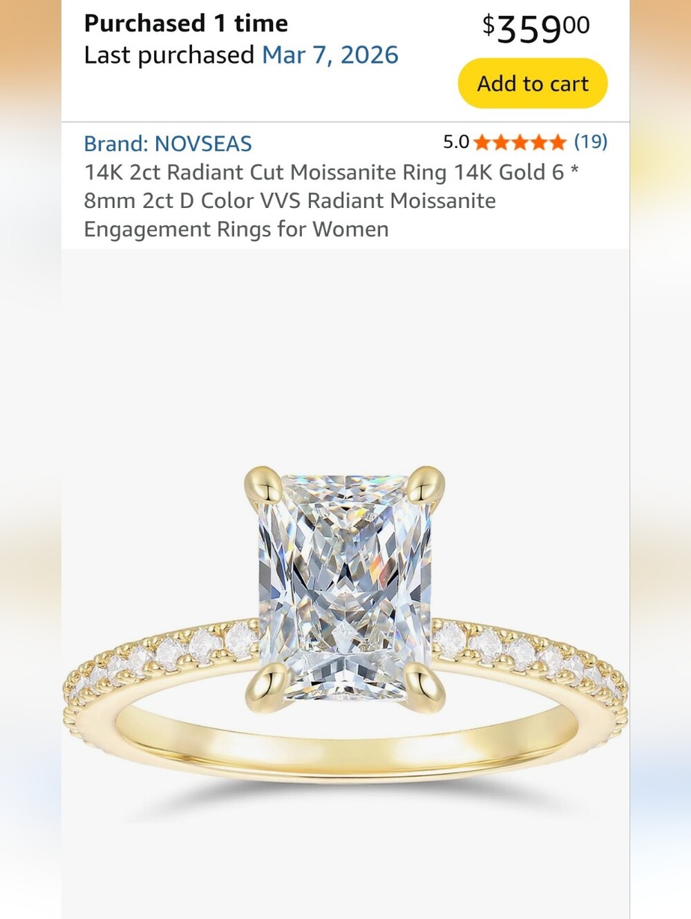 Size 5.5 Moissanite Engagement Ring with Lilac Insert - Picture 3 of 7